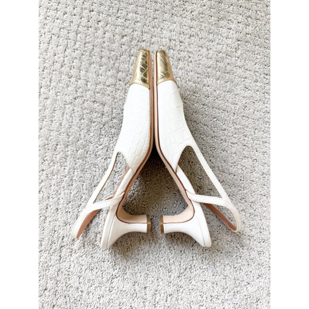 Paris Texas Reptile print slingbacks in white and gold 37.5/7.5 - Picture 7 of 11